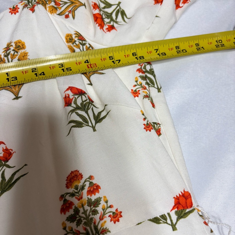 Antonio Melani Blockprint Iris Floral Cream Dress with red and yellow accents - Picture 8 of 11